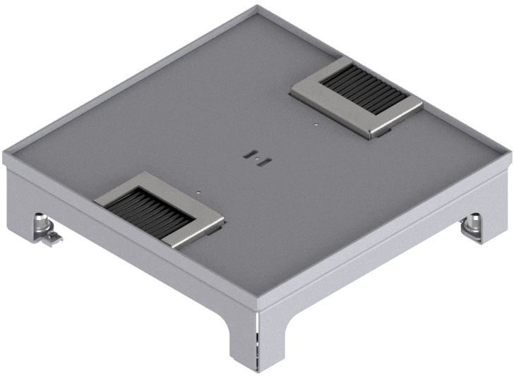 Produktbild UBD 217 054  -  Unterflur-Bodendose UBD 210 small inkl. Deckel, flach (SVZ), ohne Kante, 5mm Vertiefung und 2 Bürstenauslässe